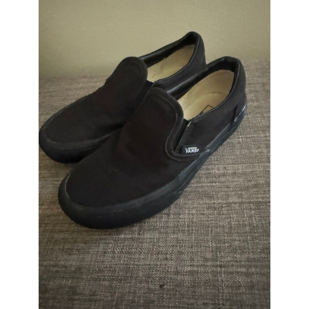 Youth Unisex Vans Slip On Black Skate Shoes Size 1.0